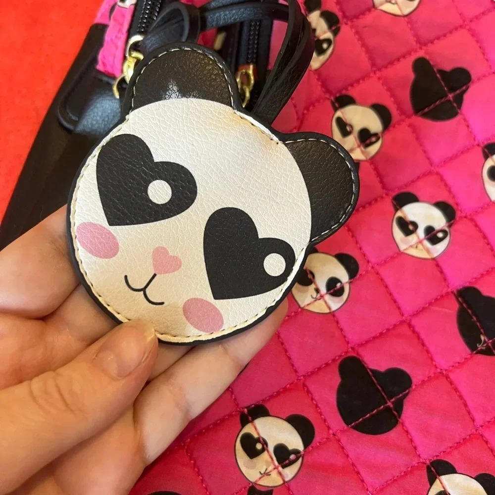 🐼🐼 Betsey Johnson pink & black panda backpack in great, clean condition 🐼🐼 - Picture 10 of 13